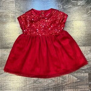 Cat and Jack Red Sequin Tulle Baby Dress 6-9 Months